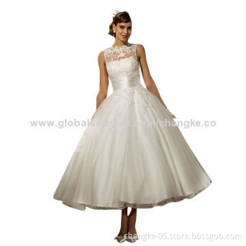 2014 new wedding dresses, deep V-backless, ankle length